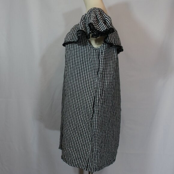 Tommy Bahama off the Shoulder Ruffle Gingham Dress Black/White Size Large - Picture 3 of 7